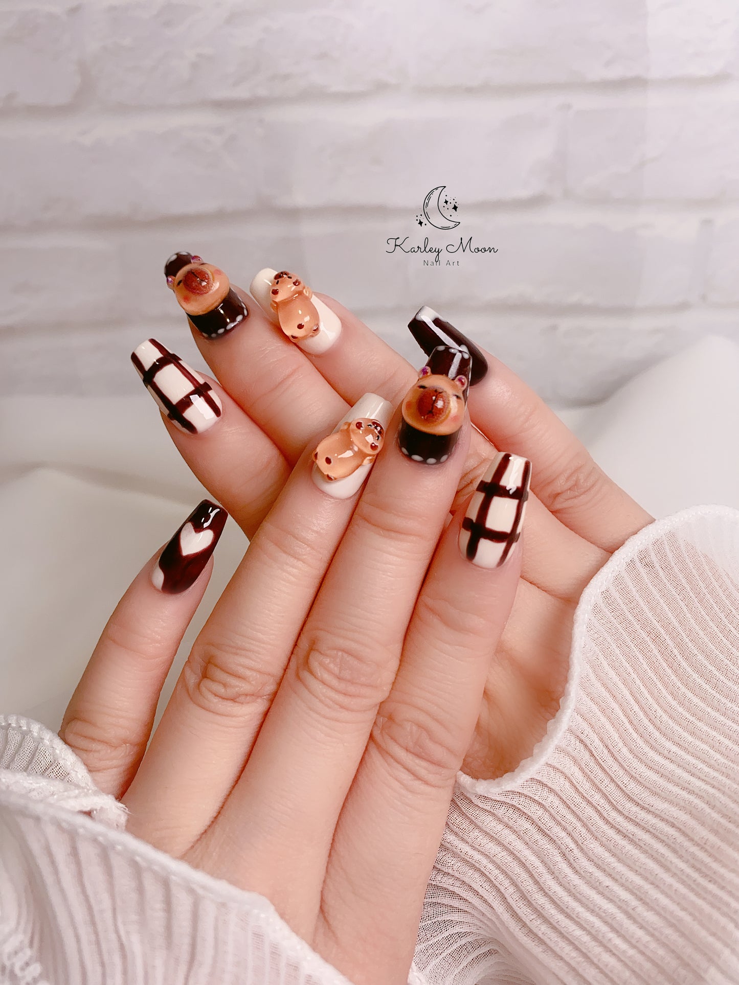 Kawaii Capybara Brown Color Press On Nails - KarleyMoonNail