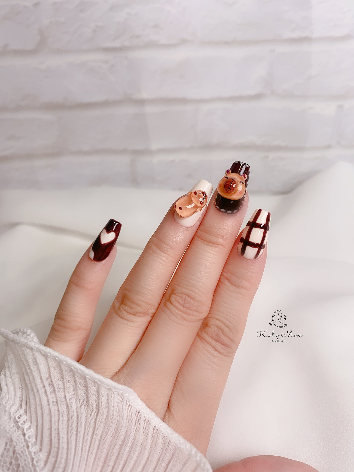 Kawaii Capybara Brown Color Press On Nails - KarleyMoonNail