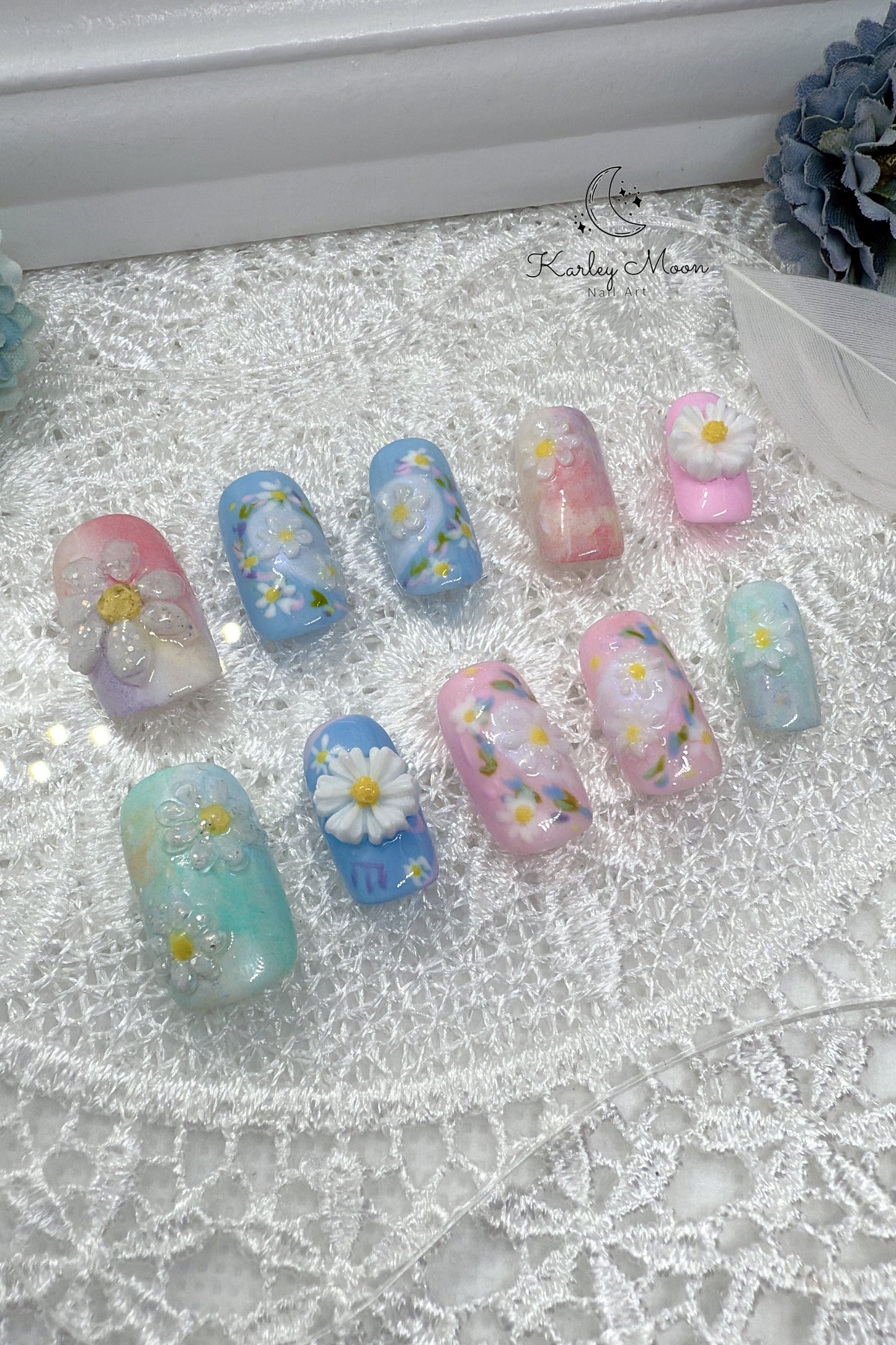 G-Dragon Good Day Inspired 3D Spring Daisy Press On Nails - KarleyMoonNail