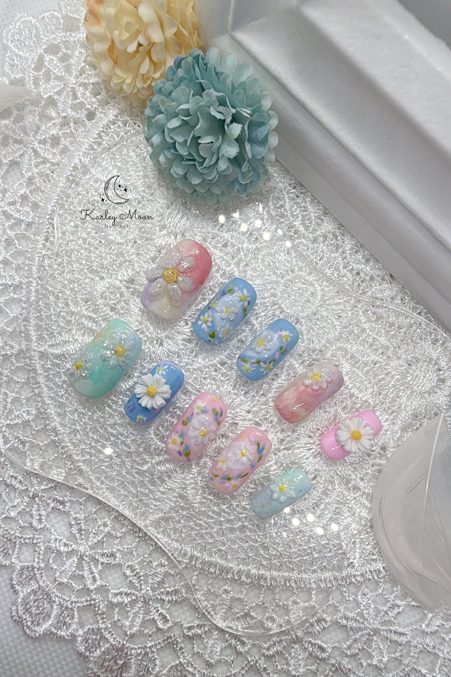 G-Dragon Good Day Inspired 3D Spring Daisy Press On Nails - KarleyMoonNail