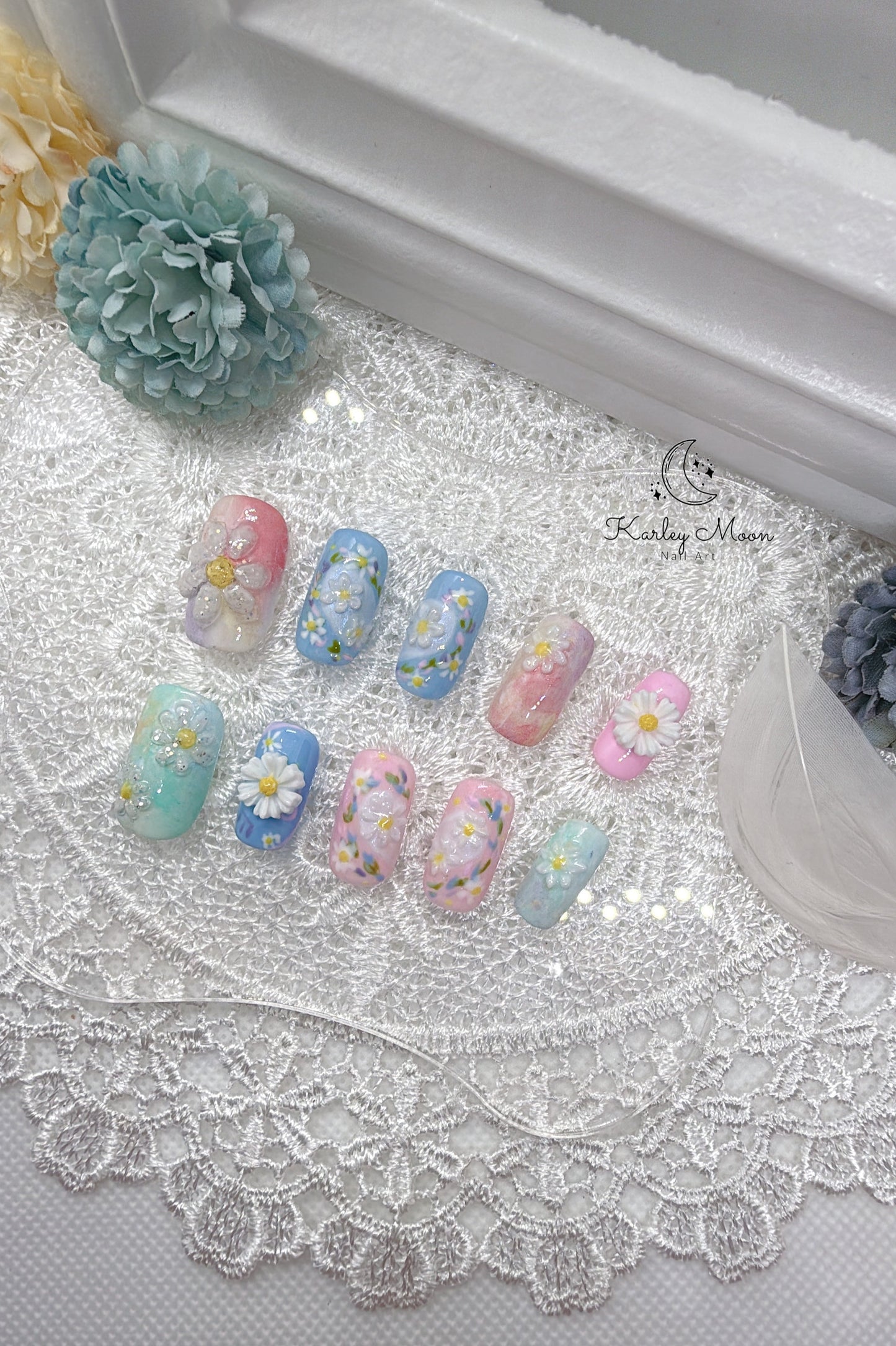G-Dragon Good Day Inspired 3D Spring Daisy Press On Nails - KarleyMoonNail