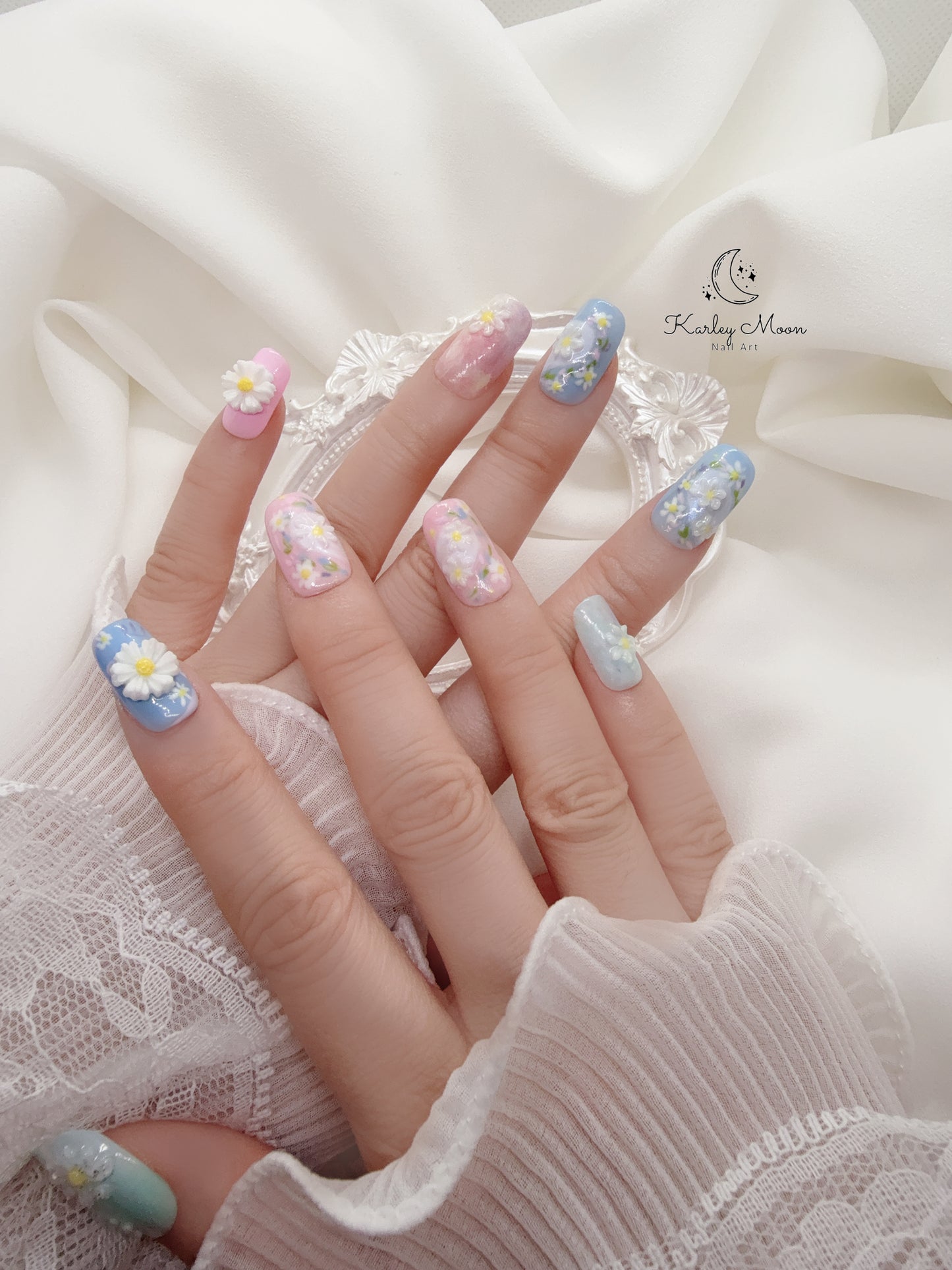 G-Dragon Good Day Inspired 3D Spring Daisy Press On Nails - KarleyMoonNail