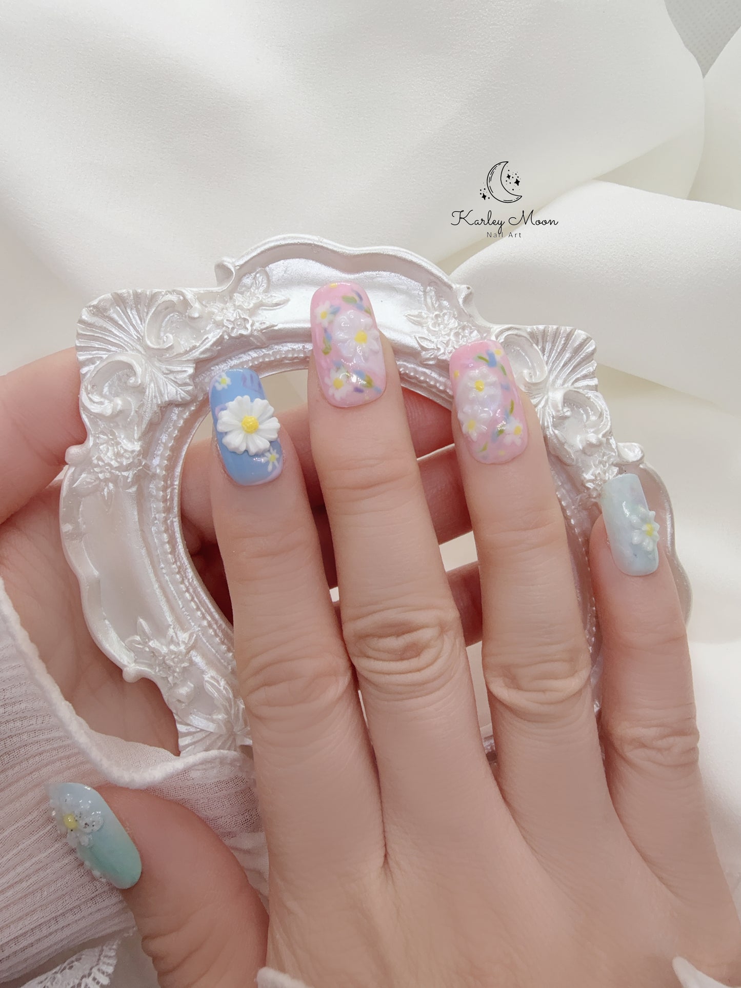 G-Dragon Good Day Inspired 3D Spring Daisy Press On Nails - KarleyMoonNail