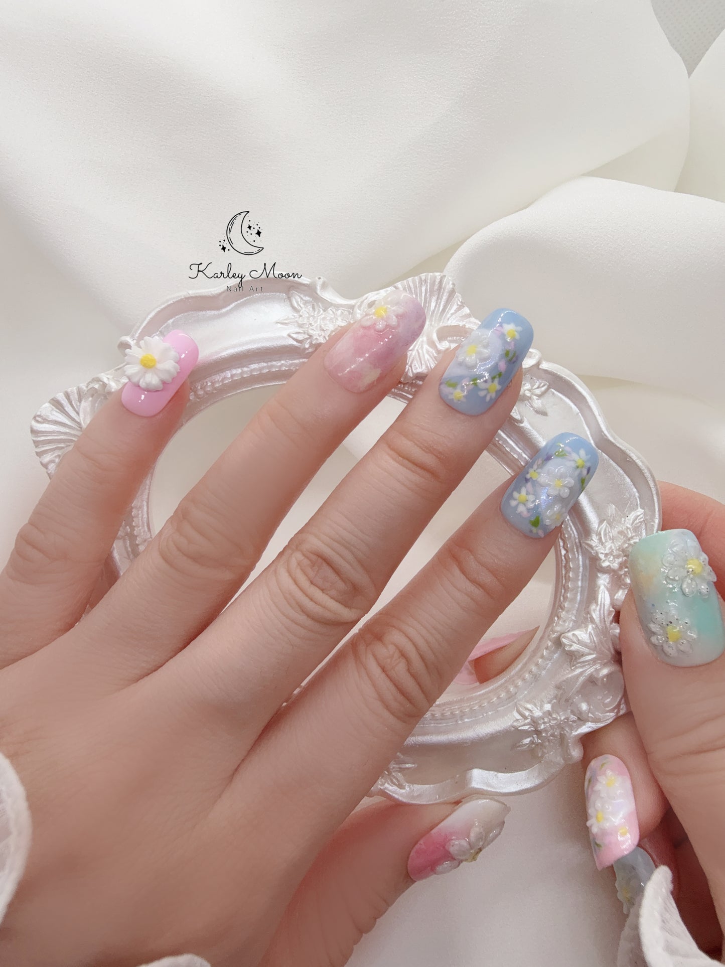 G-Dragon Good Day Inspired 3D Spring Daisy Press On Nails - KarleyMoonNail