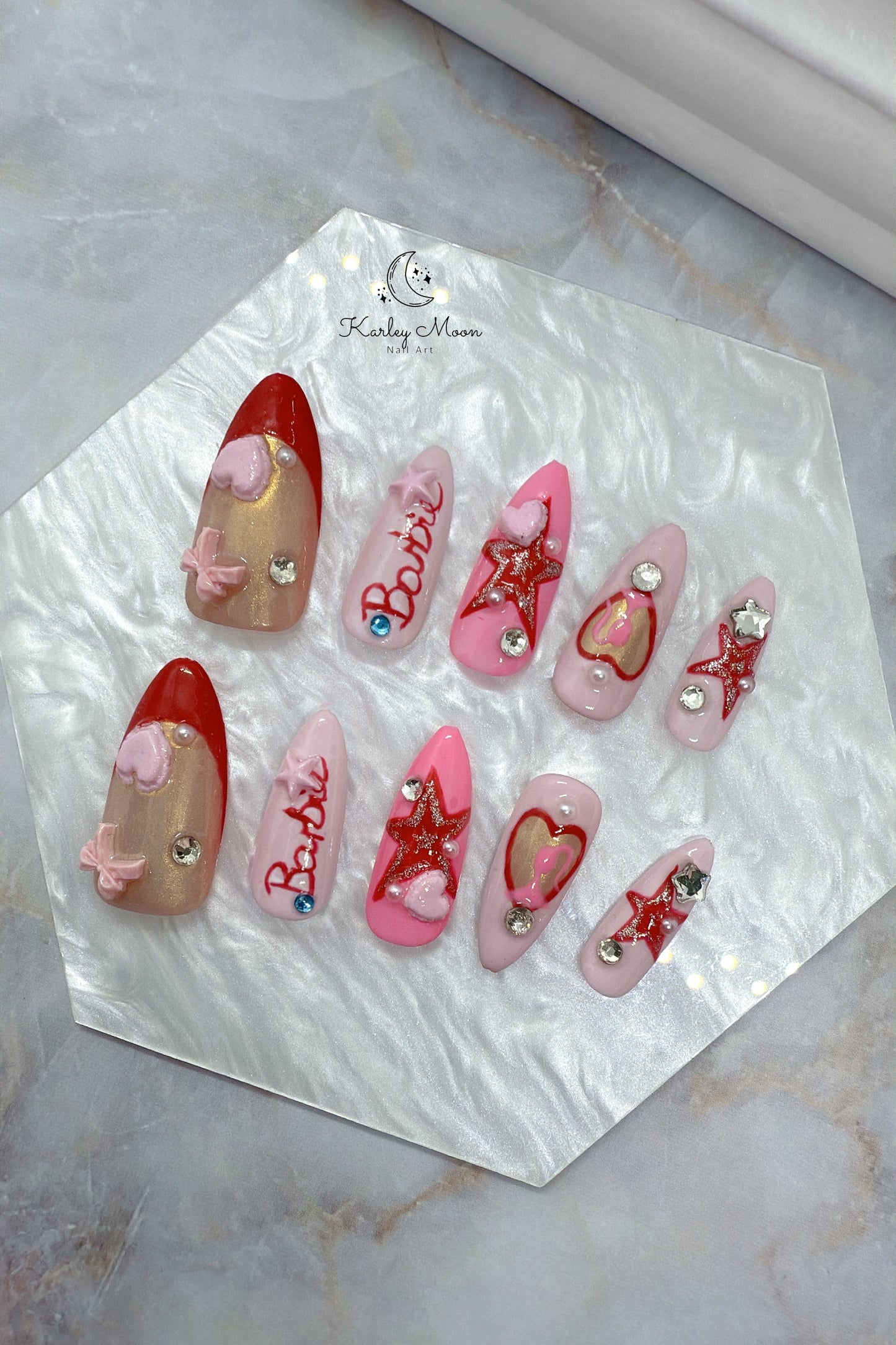Kawaii Hot Pink Barbie Press On Nails - KarleyMoonNail