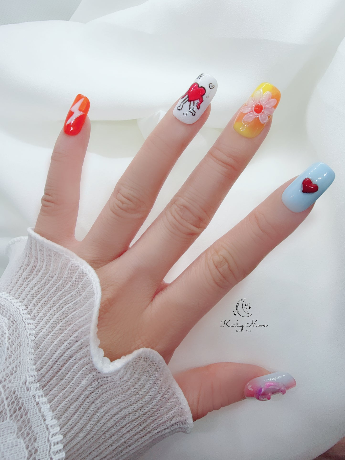G-Dragon Fan Support Concert Inspired 3D Summer Press On Nails - KarleyMoonNail