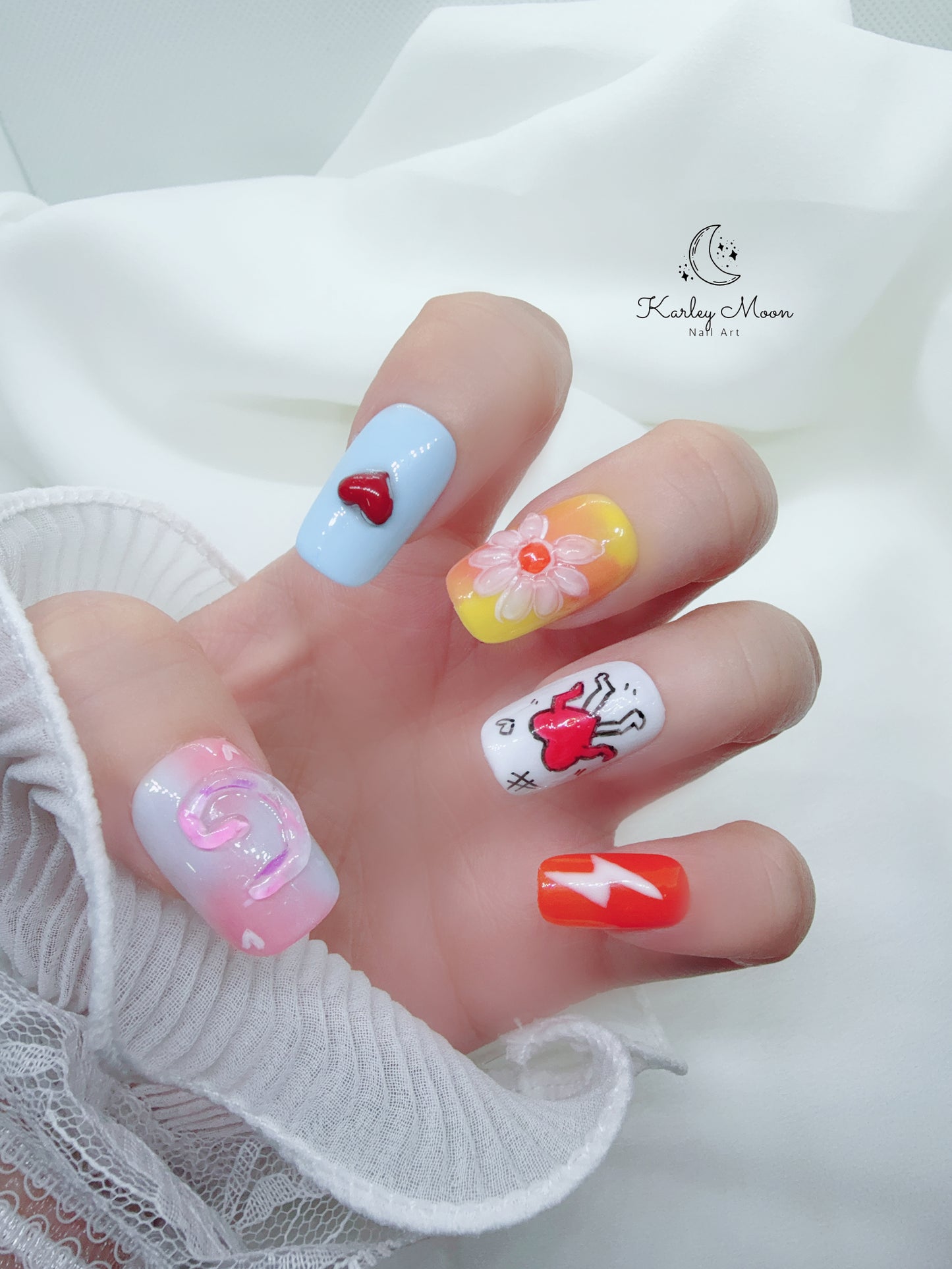 G-Dragon Fan Support Concert Inspired 3D Summer Press On Nails - KarleyMoonNail