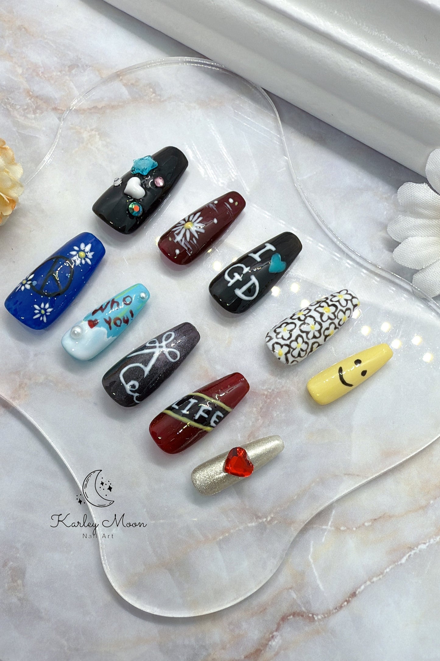 I LOVE G-Dragon Fan Support Inspired 3D Summer Press On Nails - KarleyMoonNail