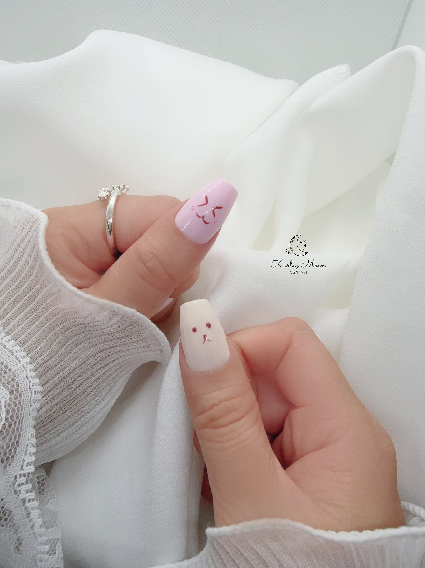 Cute Pink and Green Jelly Cartoon Simple Press On Nails