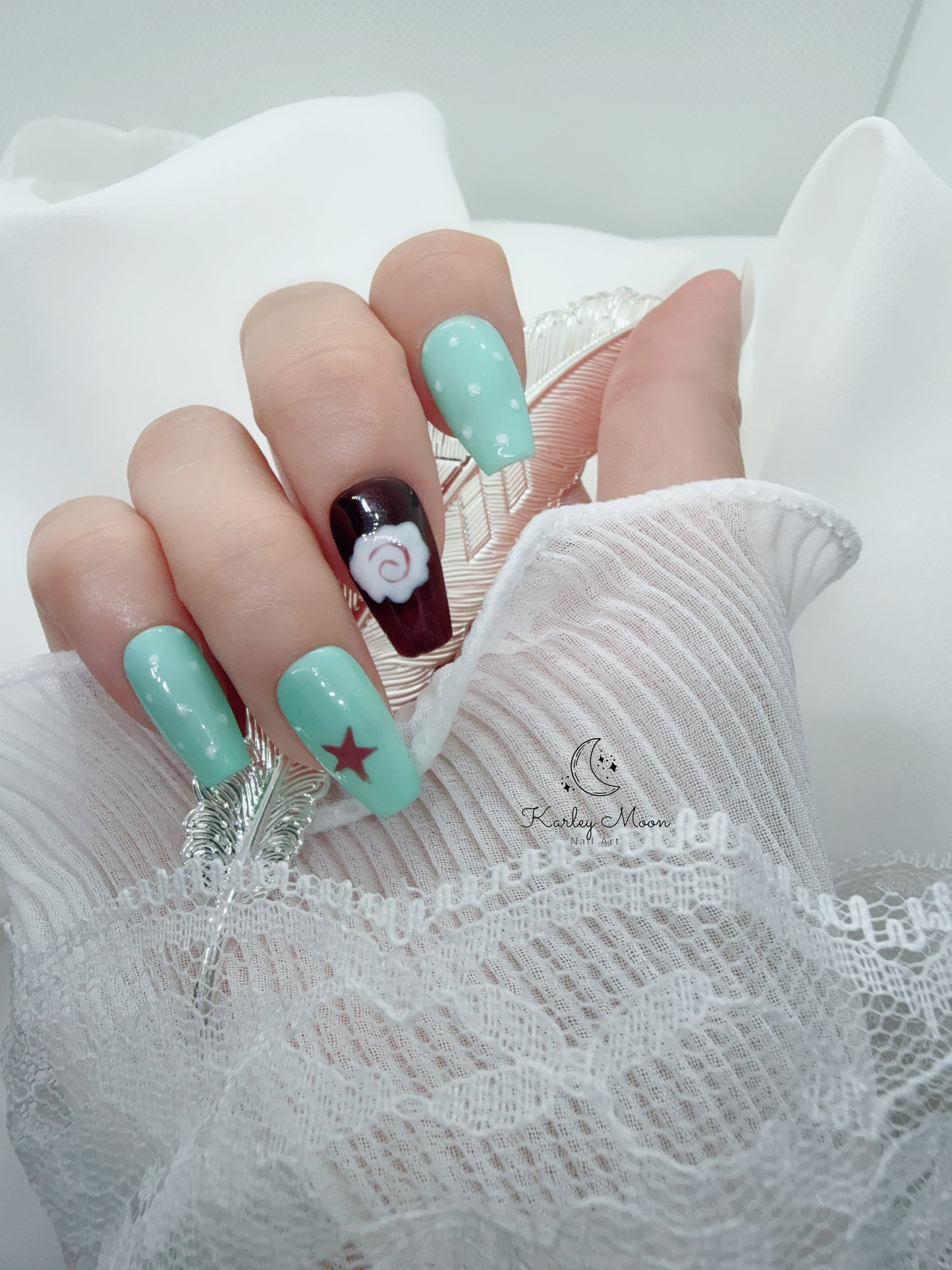Cute Pink and Green Jelly Cartoon Simple Press On Nails