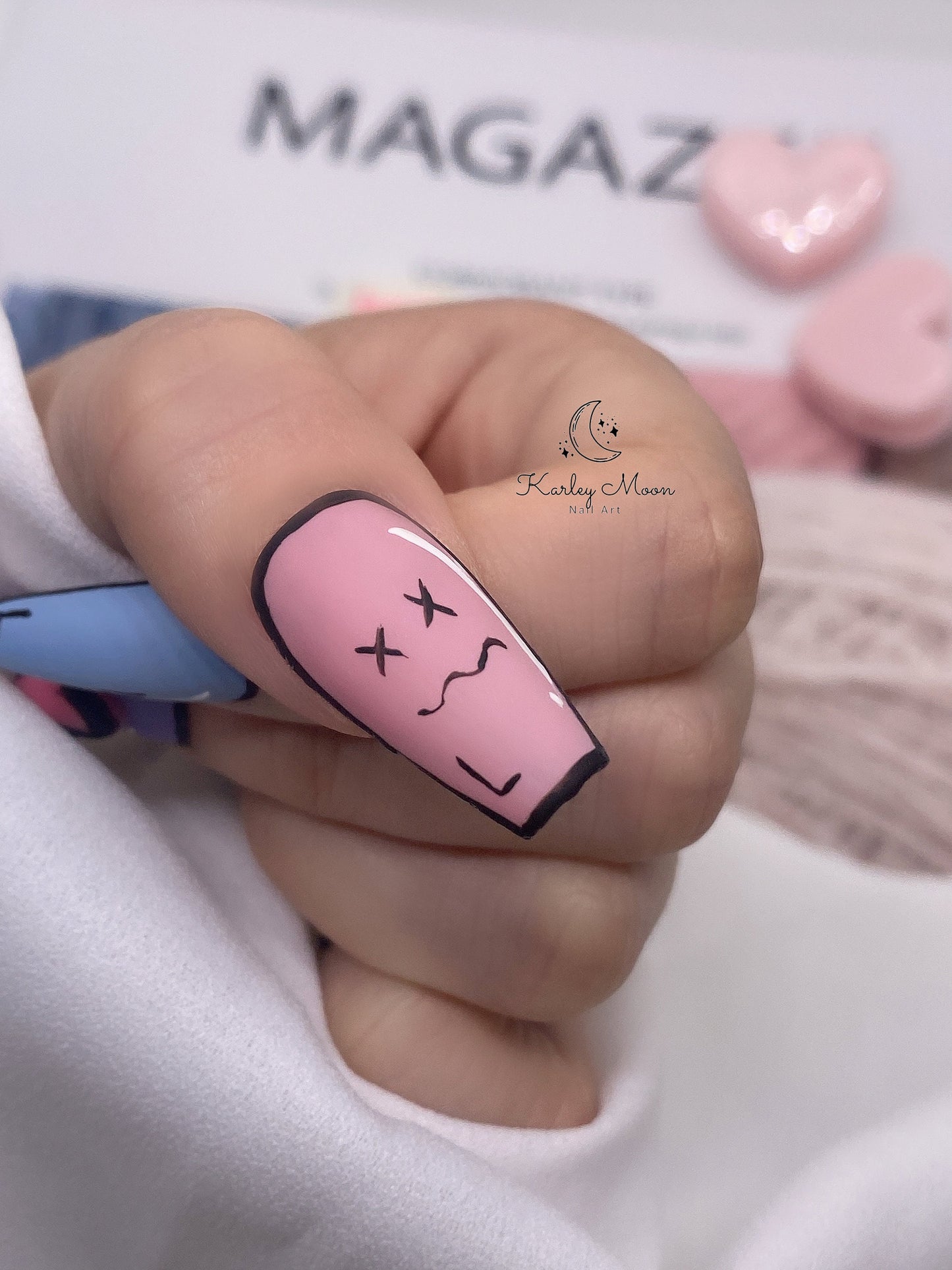 Summer Rainbow Kawaii 3D Hand Painted Comics Style Press On Nails - KarleyMoonNail