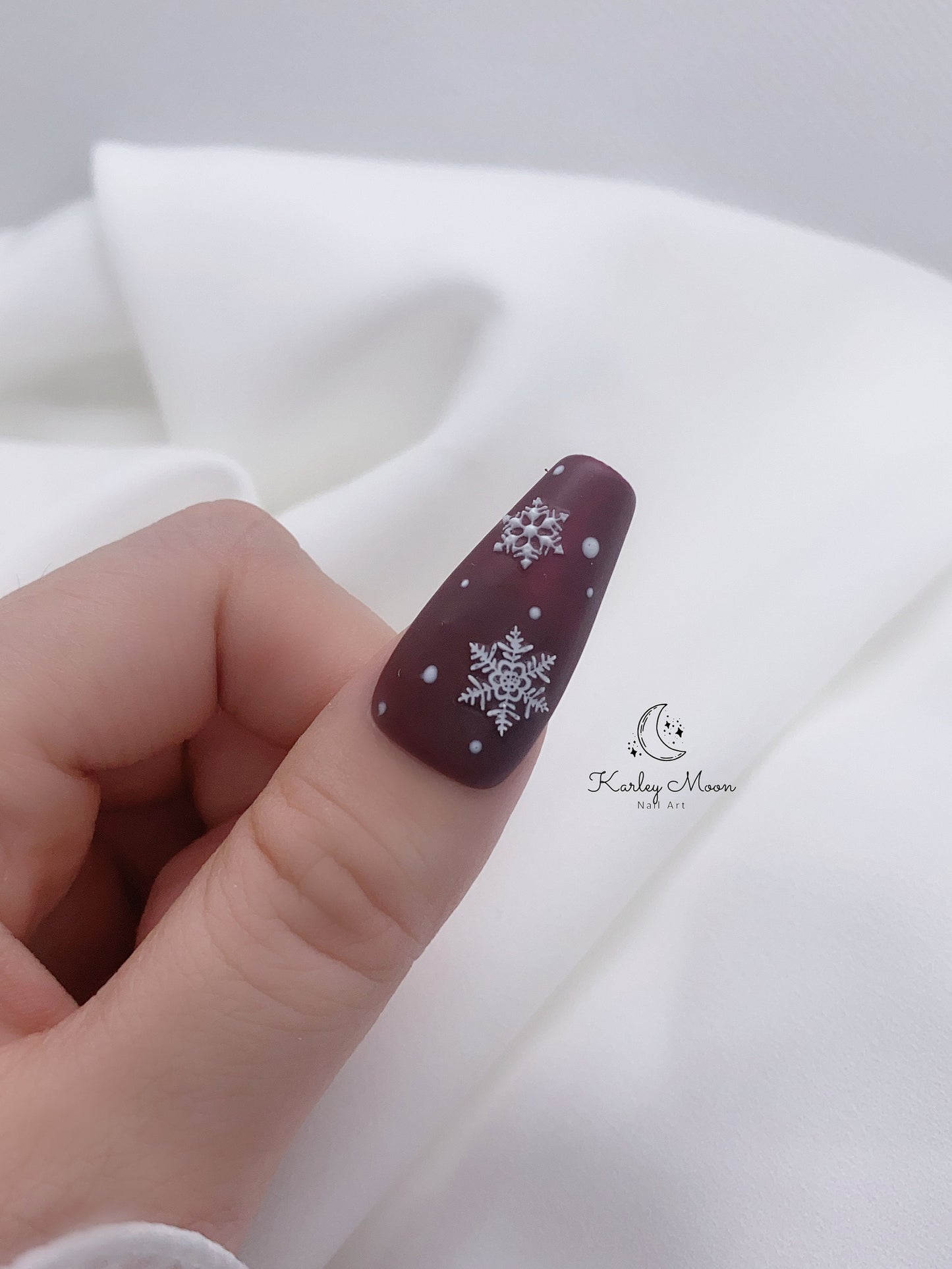 Holiday Christmas Snow Red Glitter Winter Press On Nails - KarleyMoonNail