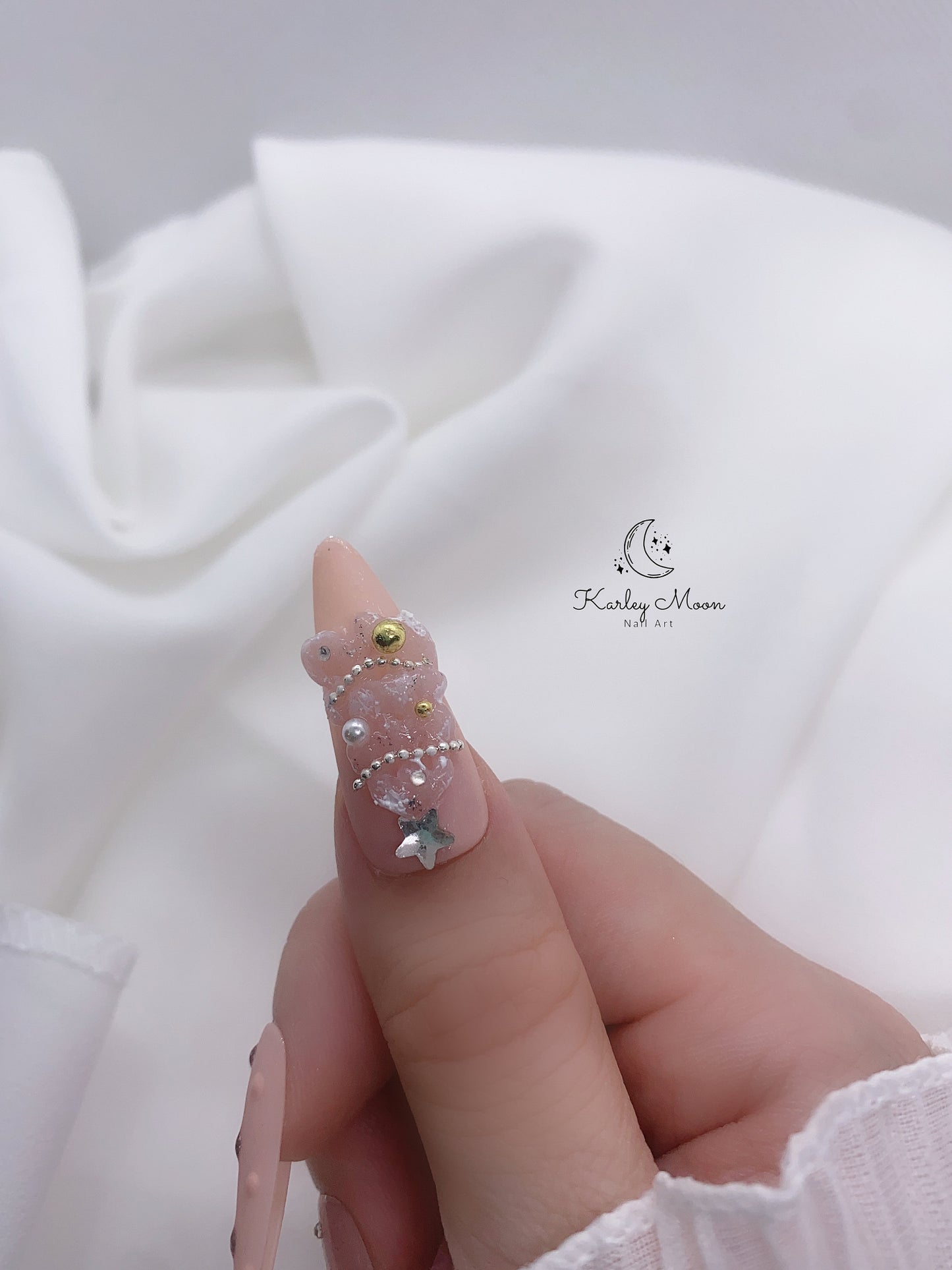 Elegant Christmas Snowflake Pink Glitter Winter Press On Nails - KarleyMoonNail