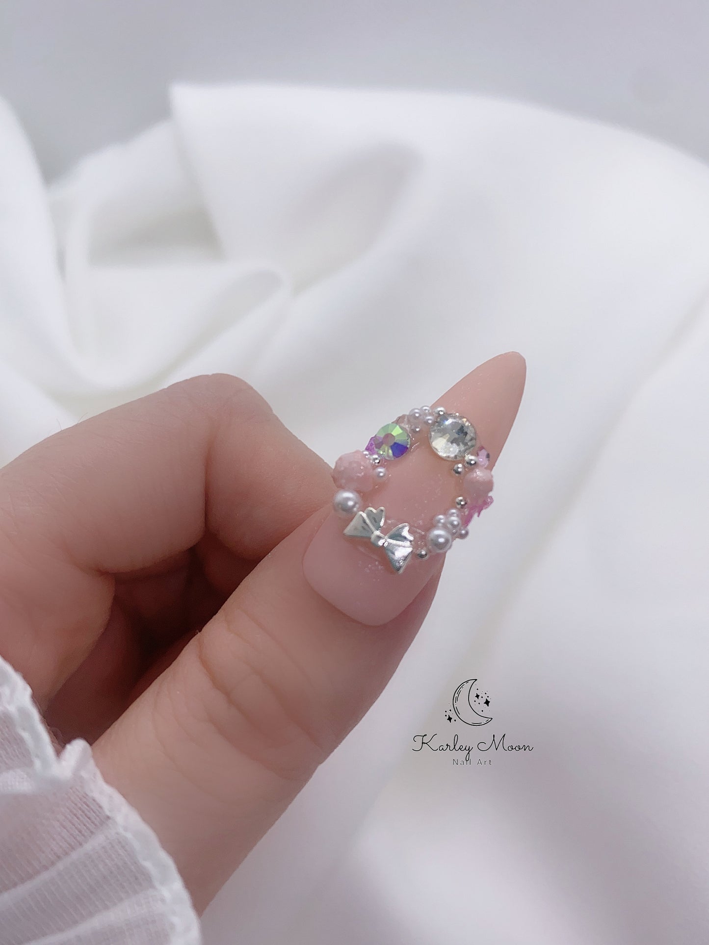 Elegant Christmas Snowflake Pink Glitter Winter Press On Nails - KarleyMoonNail
