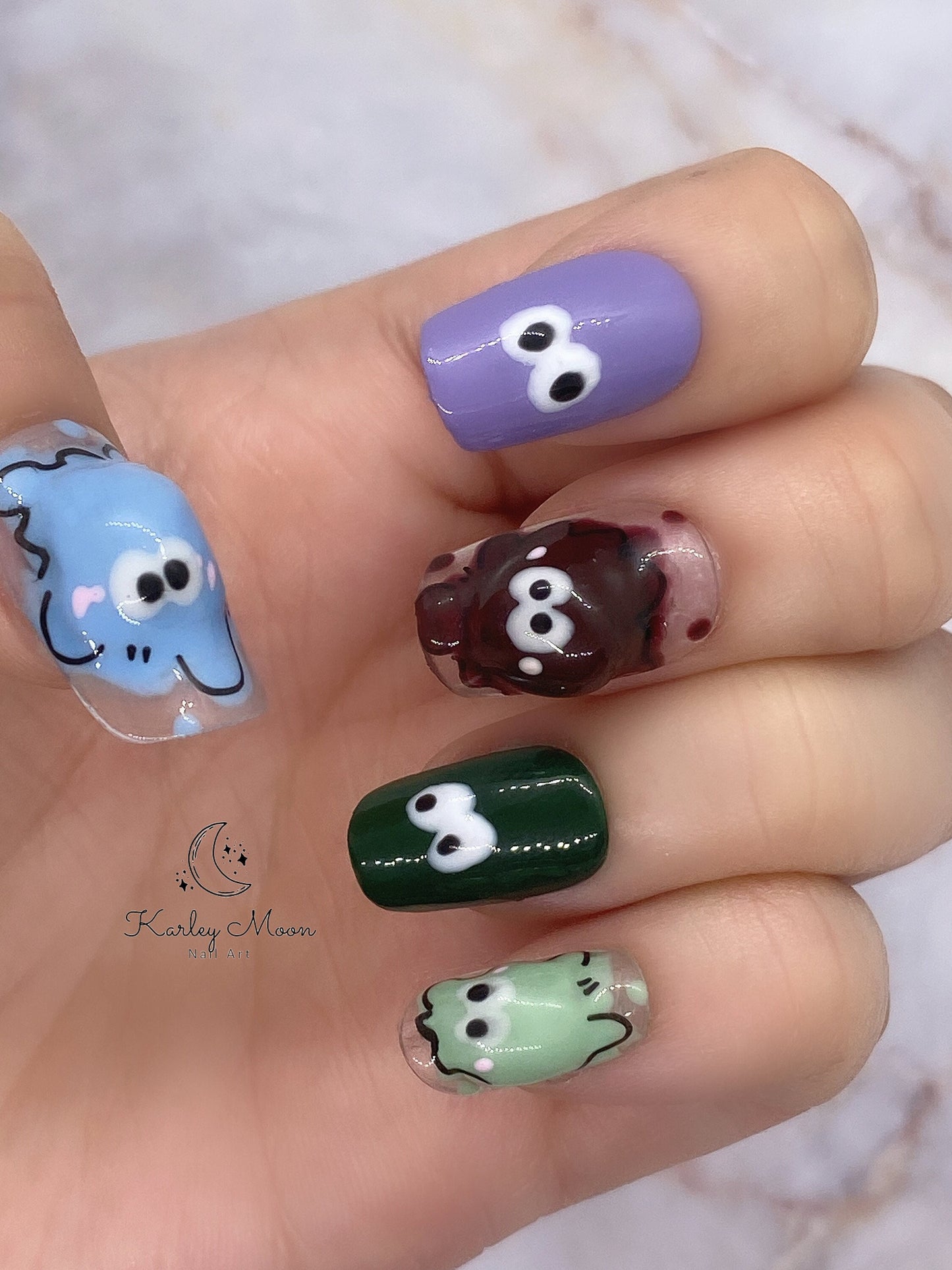 Cute Manga Design 3D Eyes Colorful Press On Nails - KarleyMoonNail