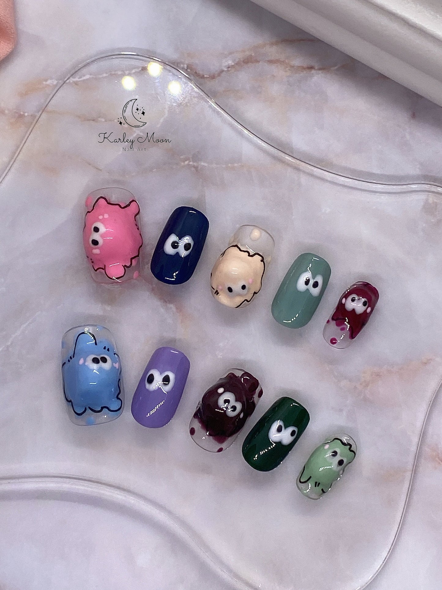 Cute Manga Design 3D Eyes Colorful Press On Nails - KarleyMoonNail