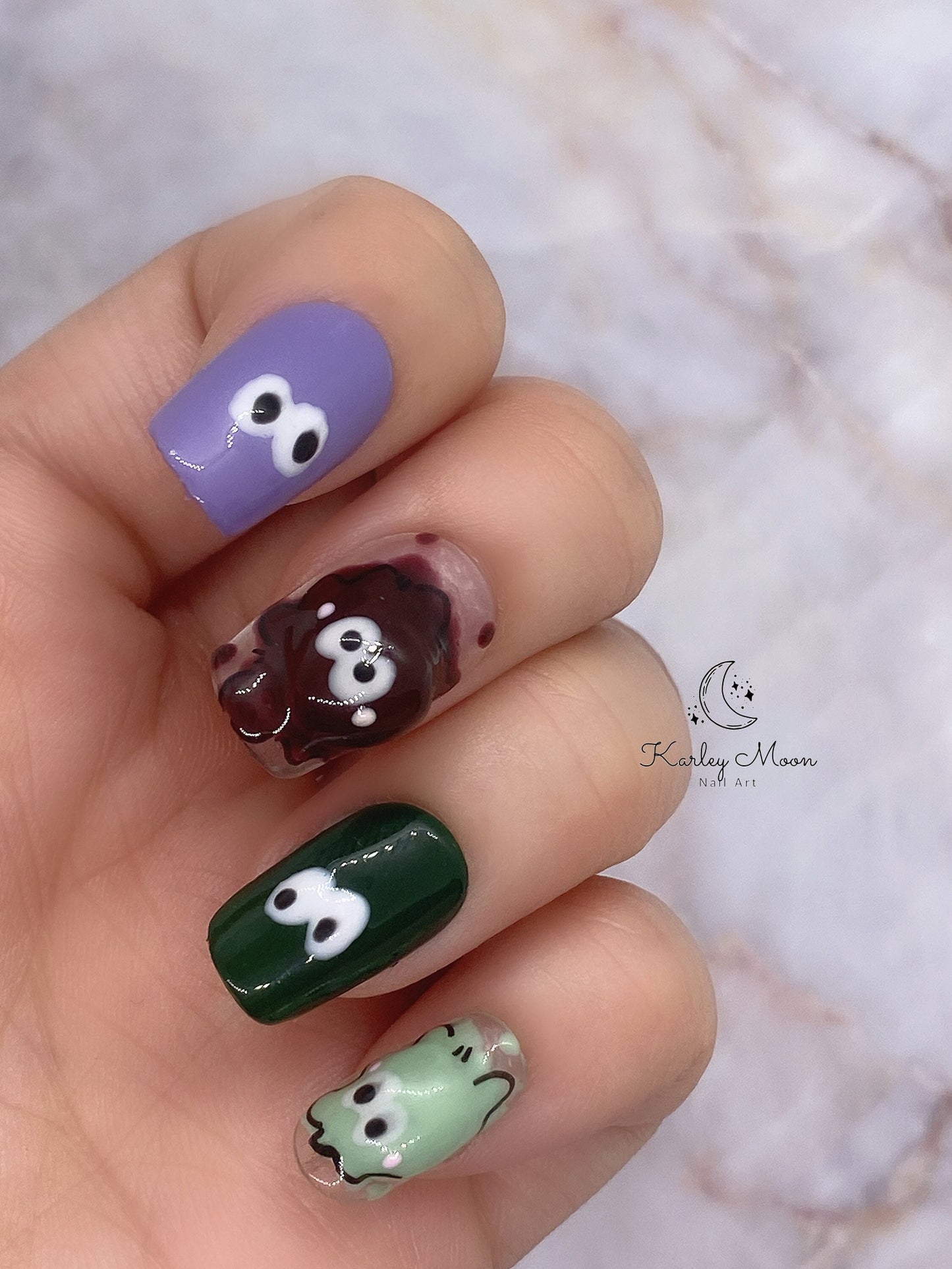 Cute Manga Design 3D Eyes Colorful Press On Nails - KarleyMoonNail