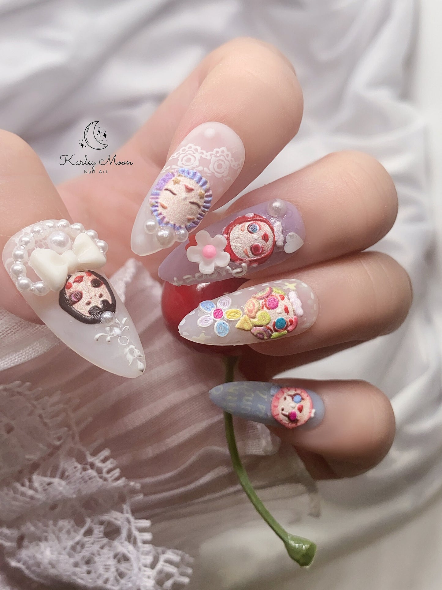 Kawaii Matte Style Colorful Rainbow Dolls Press on Nails - KarleyMoonNail