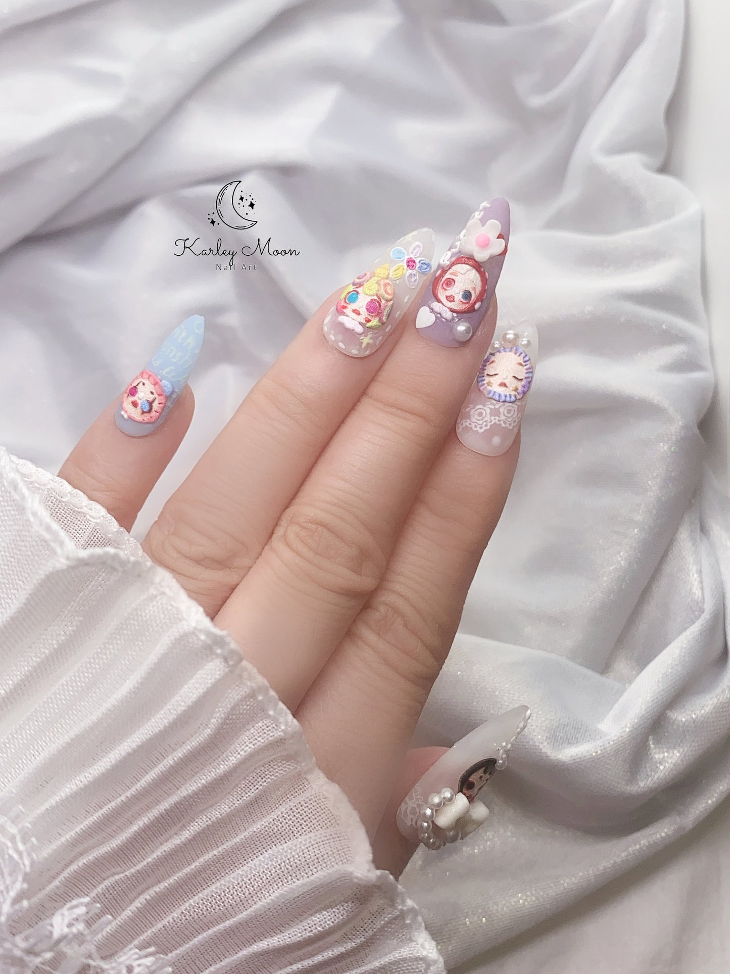 Kawaii Matte Style Colorful Rainbow Dolls Press on Nails - KarleyMoonNail