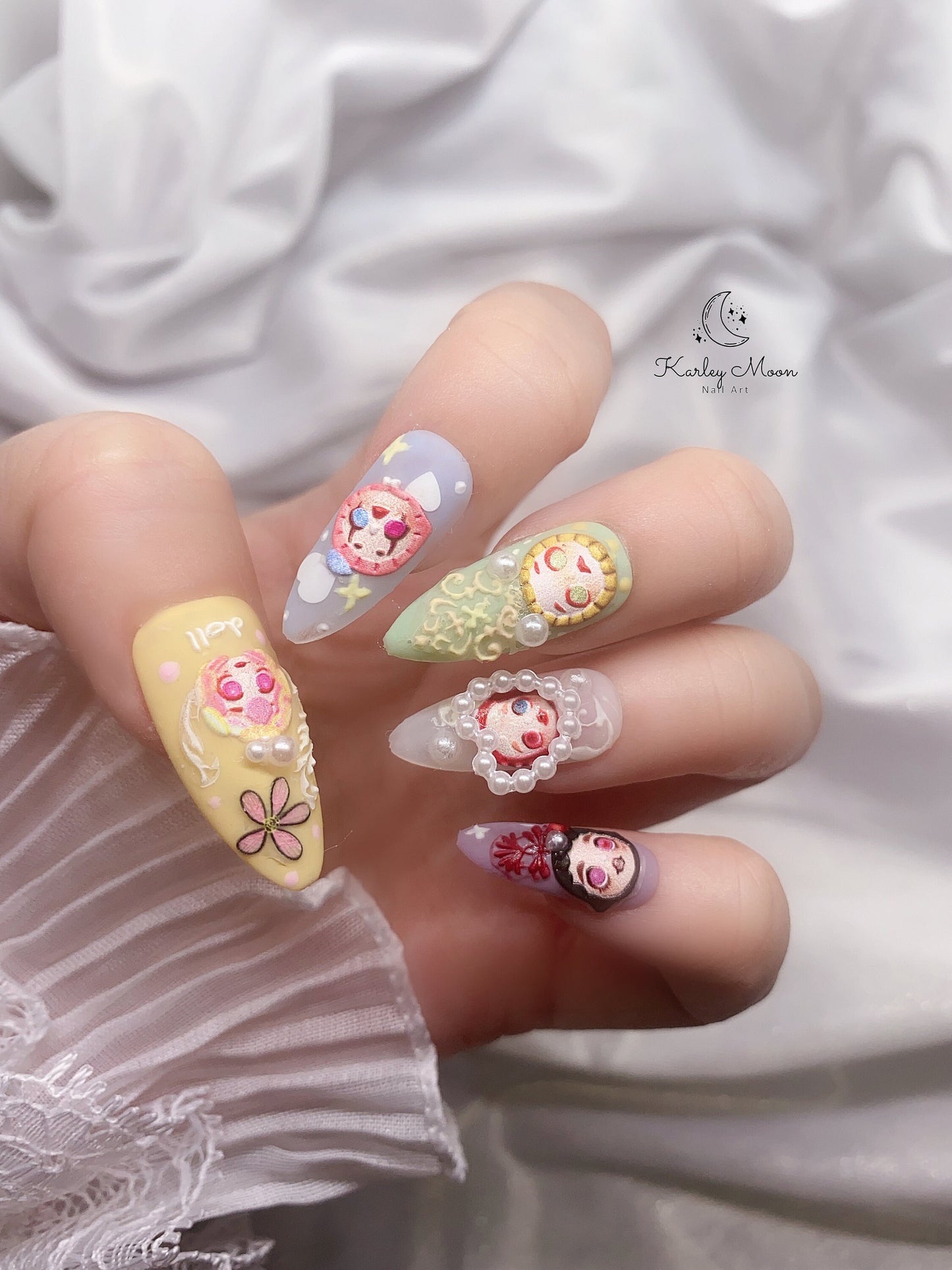 Kawaii Matte Style Colorful Rainbow Dolls Press on Nails - KarleyMoonNail