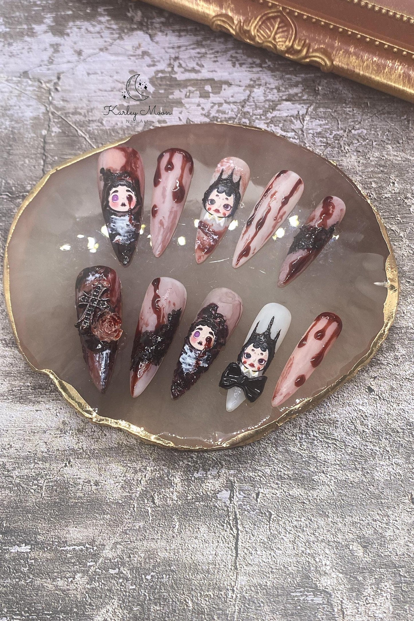 Halloween Bloody Dolls Y2K Gothic Press On Nails - KarleyMoonNail