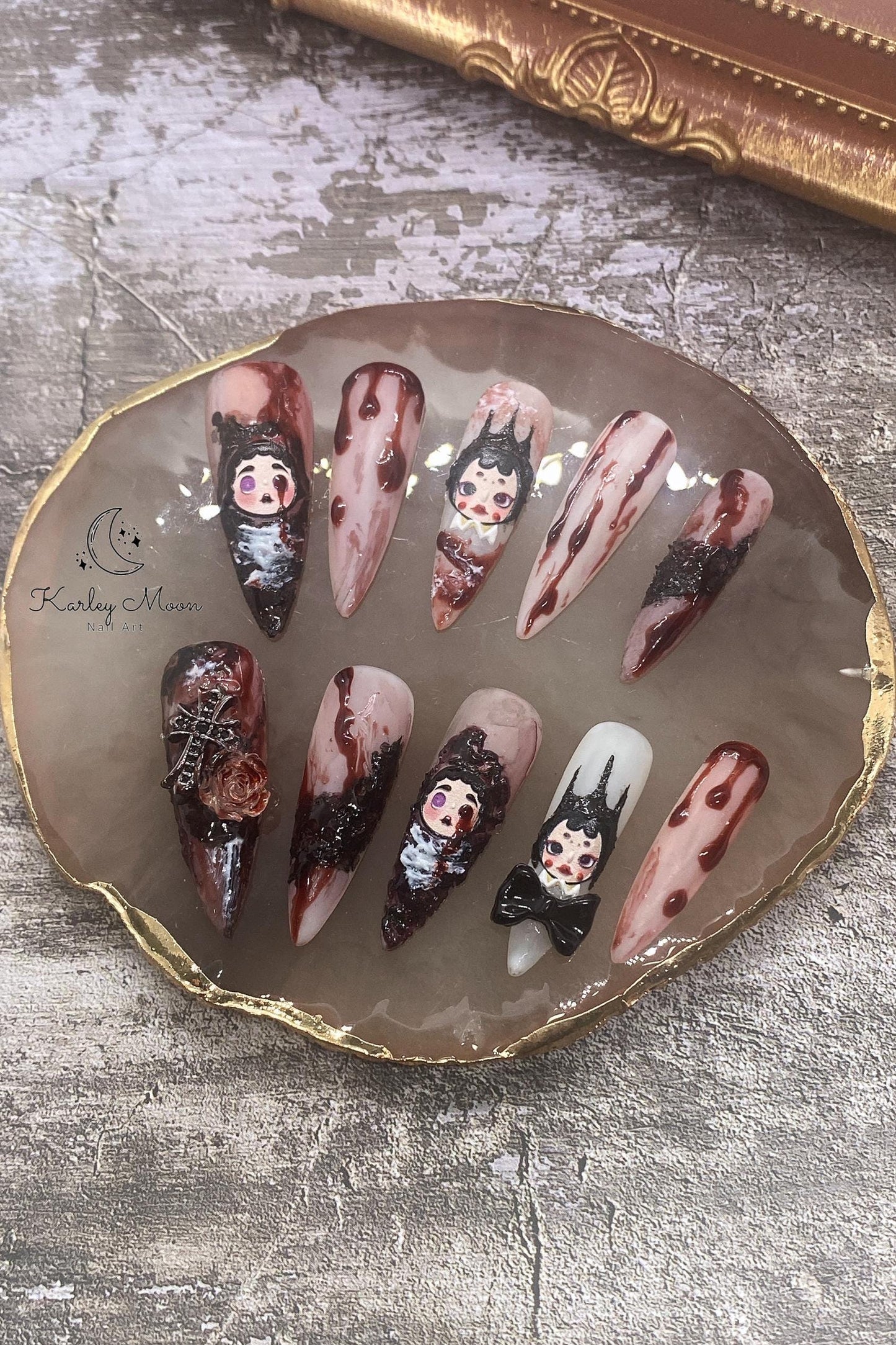 Halloween Bloody Dolls Y2K Gothic Press On Nails - KarleyMoonNail