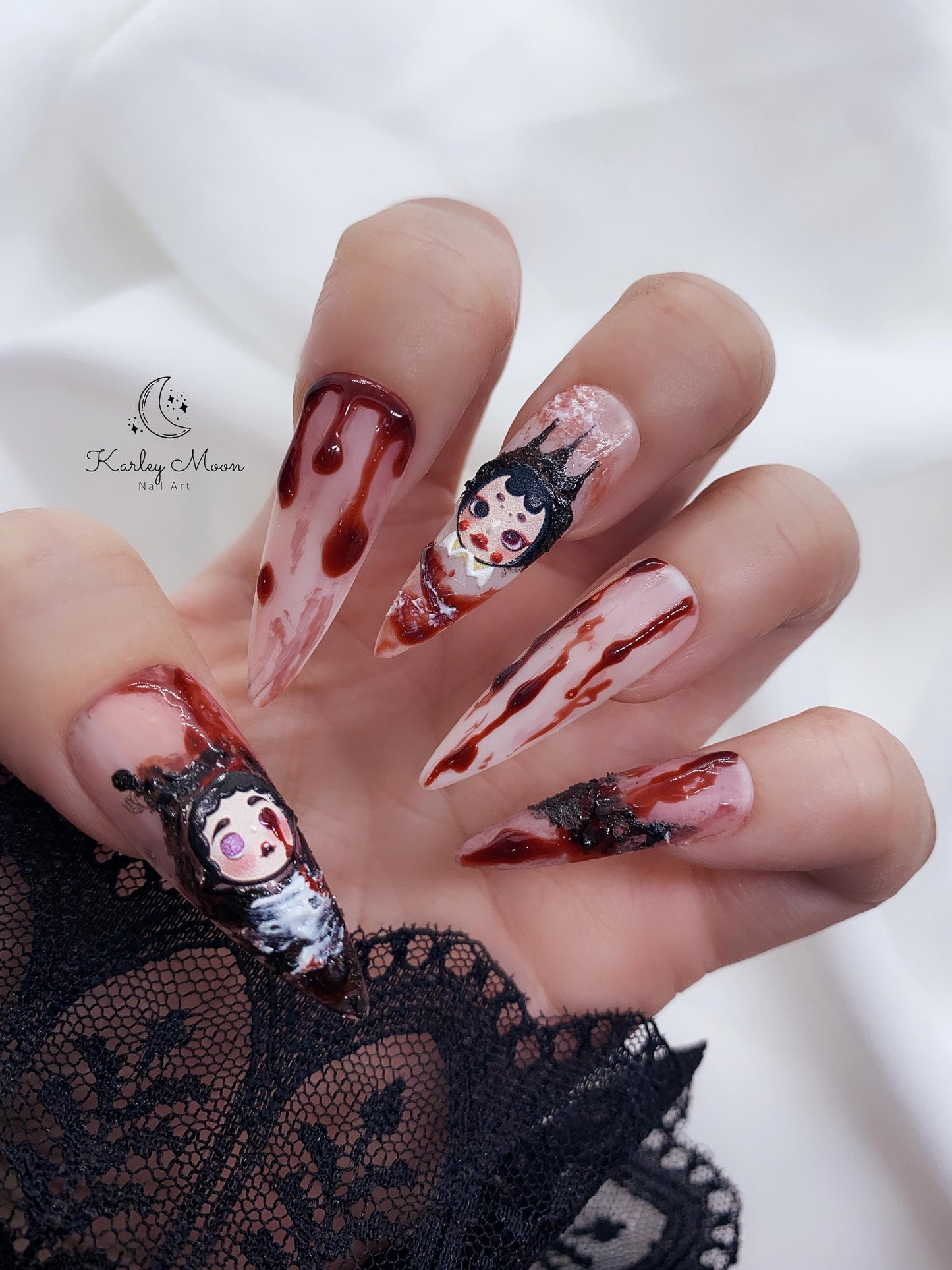 Halloween Bloody Dolls Y2K Gothic Press On Nails - KarleyMoonNail