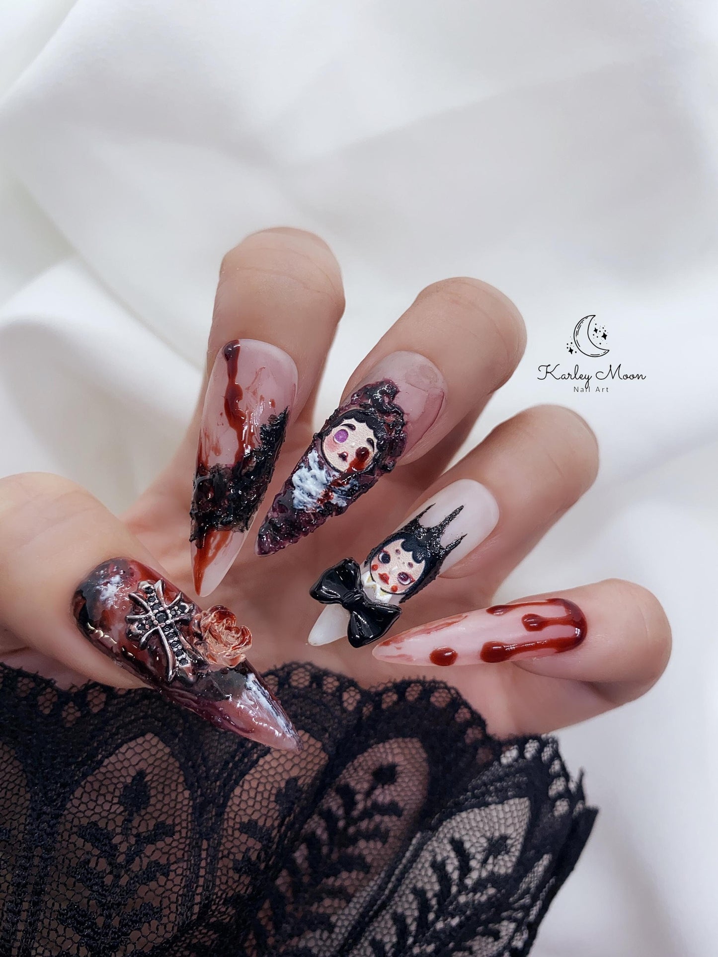 Halloween Bloody Dolls Y2K Gothic Press On Nails - KarleyMoonNail