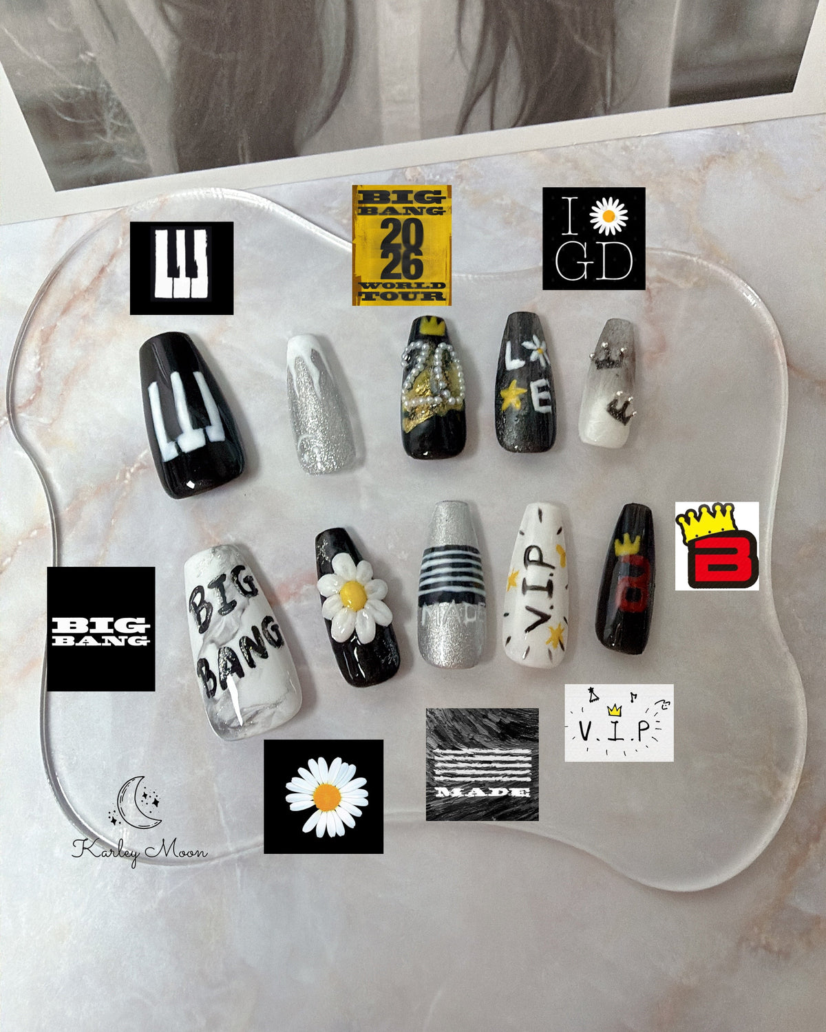 BIGBANG 20th Anniversary Black Fans Support Press-On Nails - KarleyMoonNail