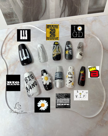 BIGBANG 20th Anniversary Black Fans Support Press-On Nails - KarleyMoonNail