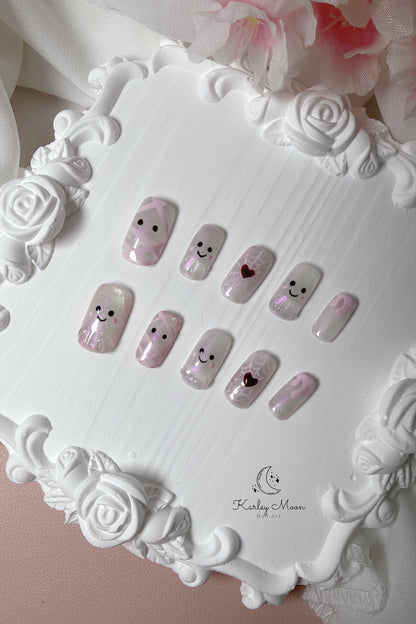 Cute Pink Halloween Little Ghost Press On Nails - KarleyMoonNail