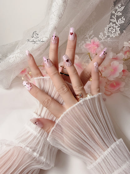 Cute Pink Halloween Little Ghost Press On Nails - KarleyMoonNail