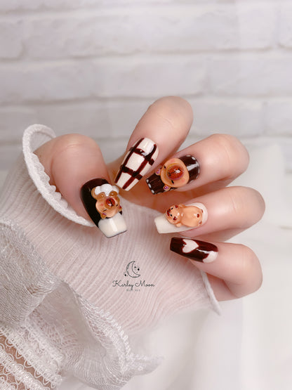 Kawaii Capybara Brown Color Press On Nails - KarleyMoonNail
