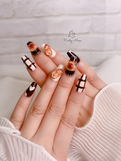 Kawaii Capybara Brown Color Press On Nails - KarleyMoonNail