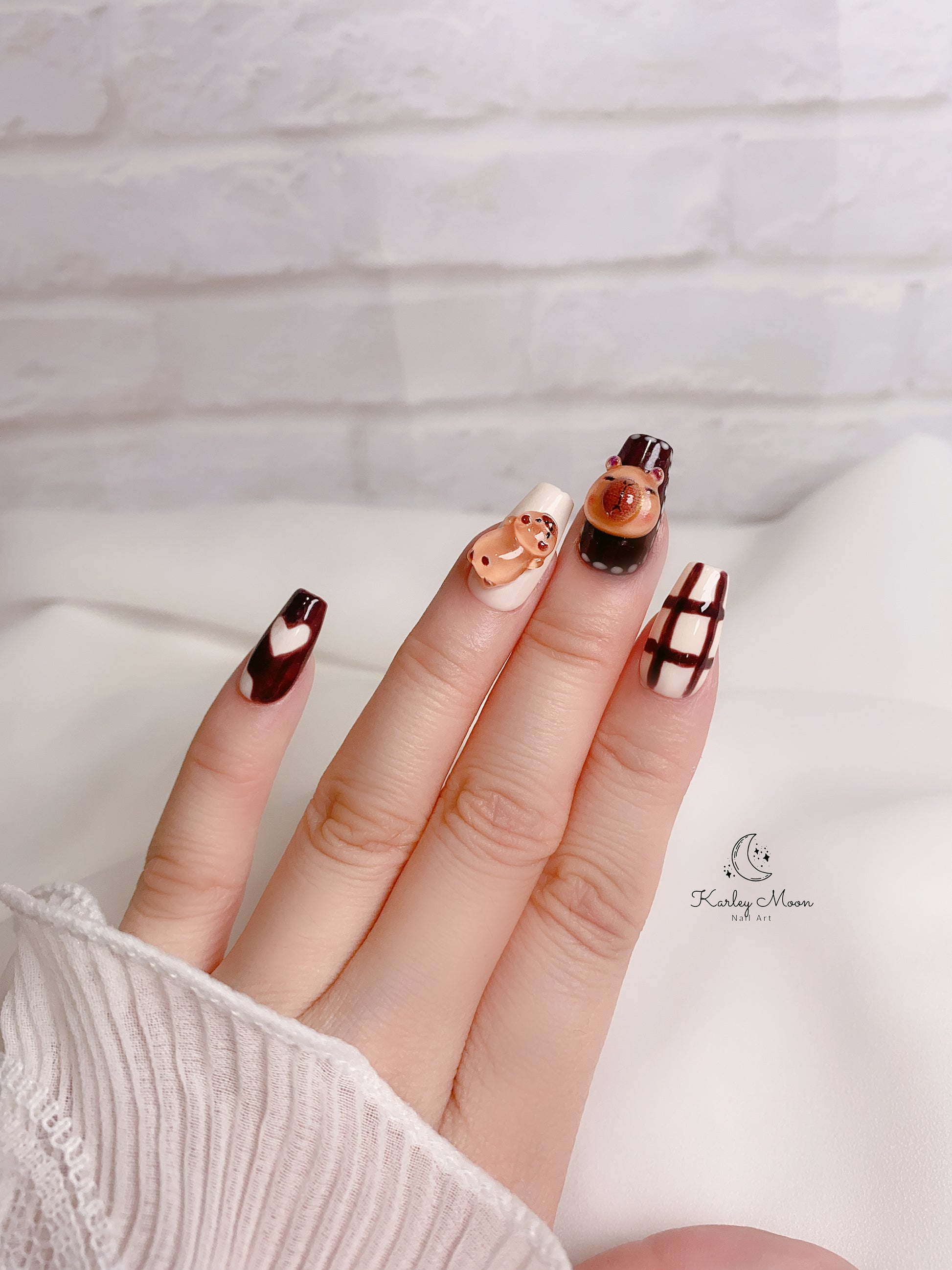 Kawaii Capybara Brown Color Press On Nails - KarleyMoonNail