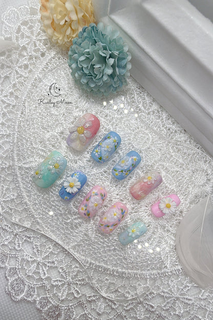G-Dragon Good Day Inspired 3D Spring Daisy Press On Nails - KarleyMoonNail