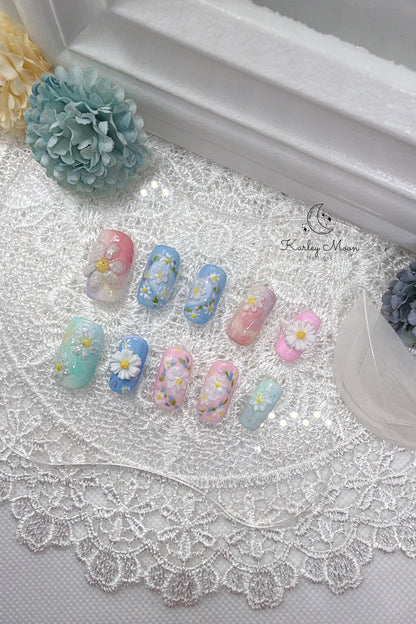 G-Dragon Good Day Inspired 3D Spring Daisy Press On Nails - KarleyMoonNail