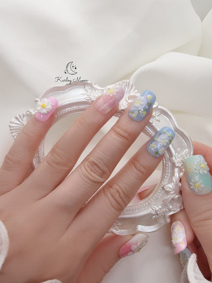 G-Dragon Good Day Inspired 3D Spring Daisy Press On Nails - KarleyMoonNail