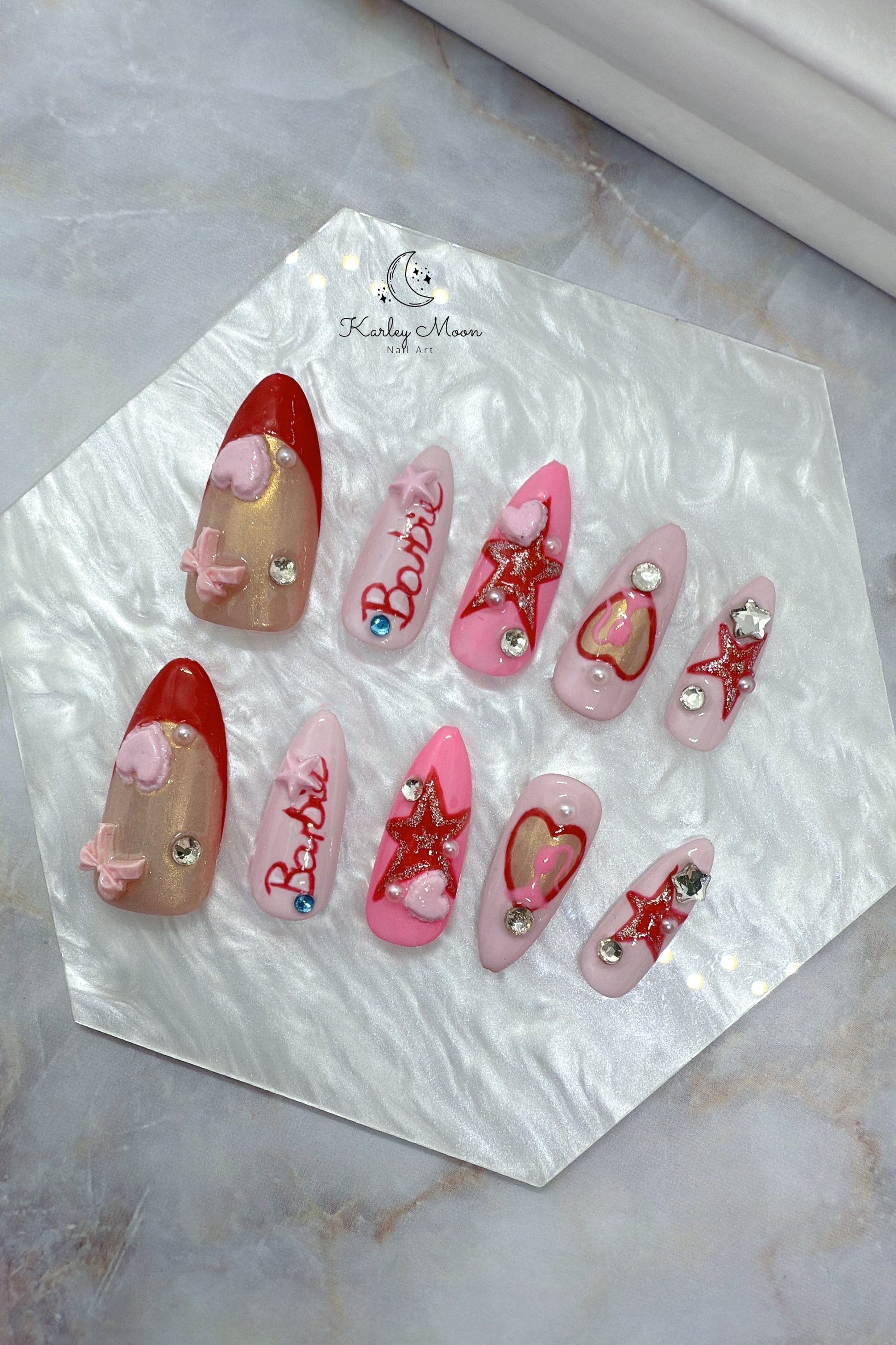 Kawaii Hot Pink Barbie Press On Nails - KarleyMoonNail