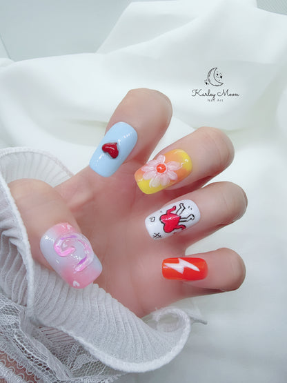 G-Dragon Fan Support Concert Inspired 3D Summer Press On Nails - KarleyMoonNail