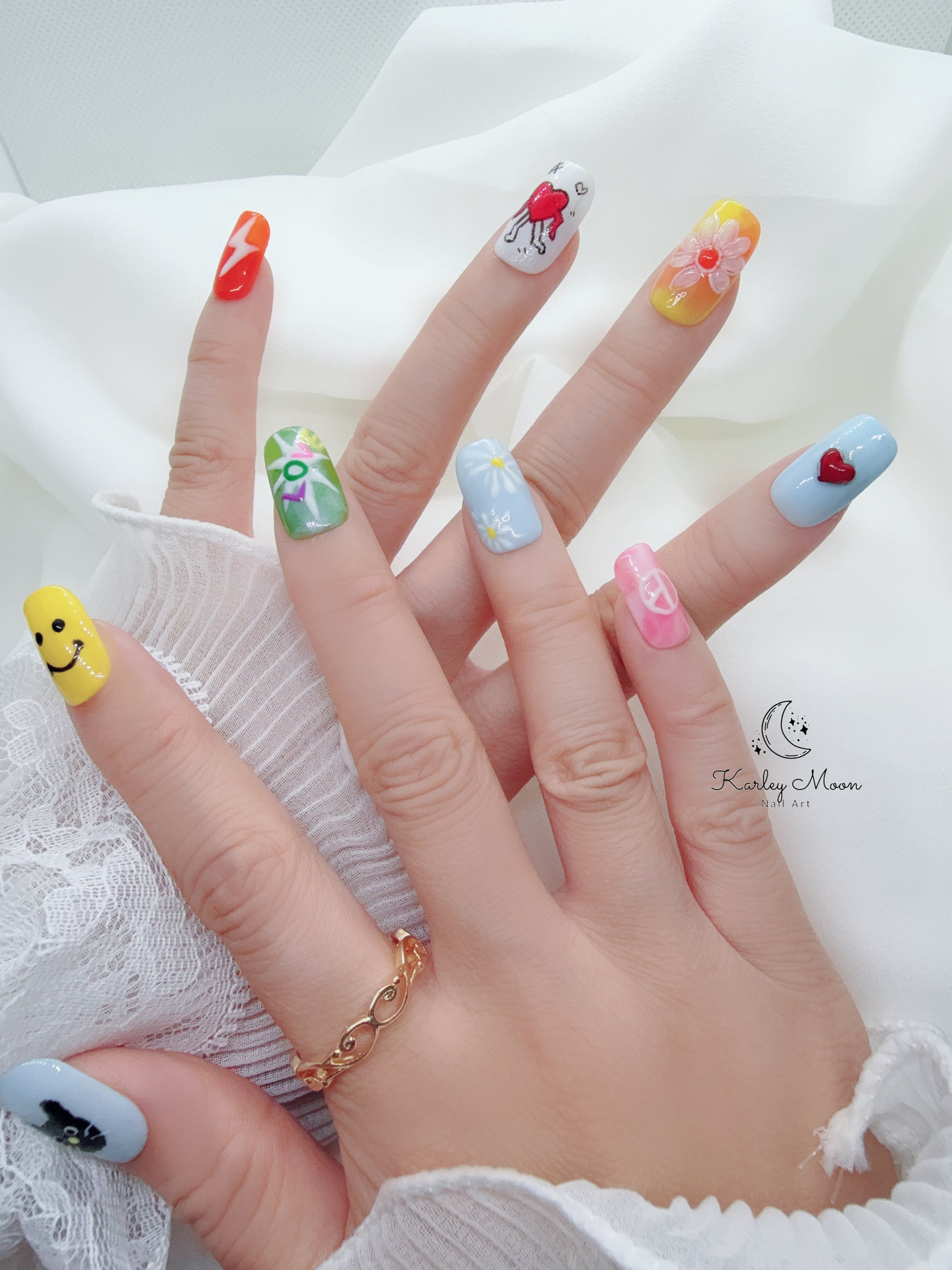 G-Dragon Fan Support Concert Inspired 3D Summer Press On Nails - KarleyMoonNail