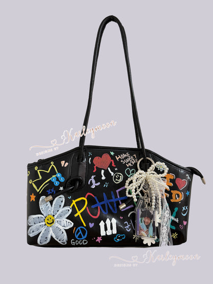 G-Dragon Fans Support Handprinted Shoulder Bag - KarleyMoonNail