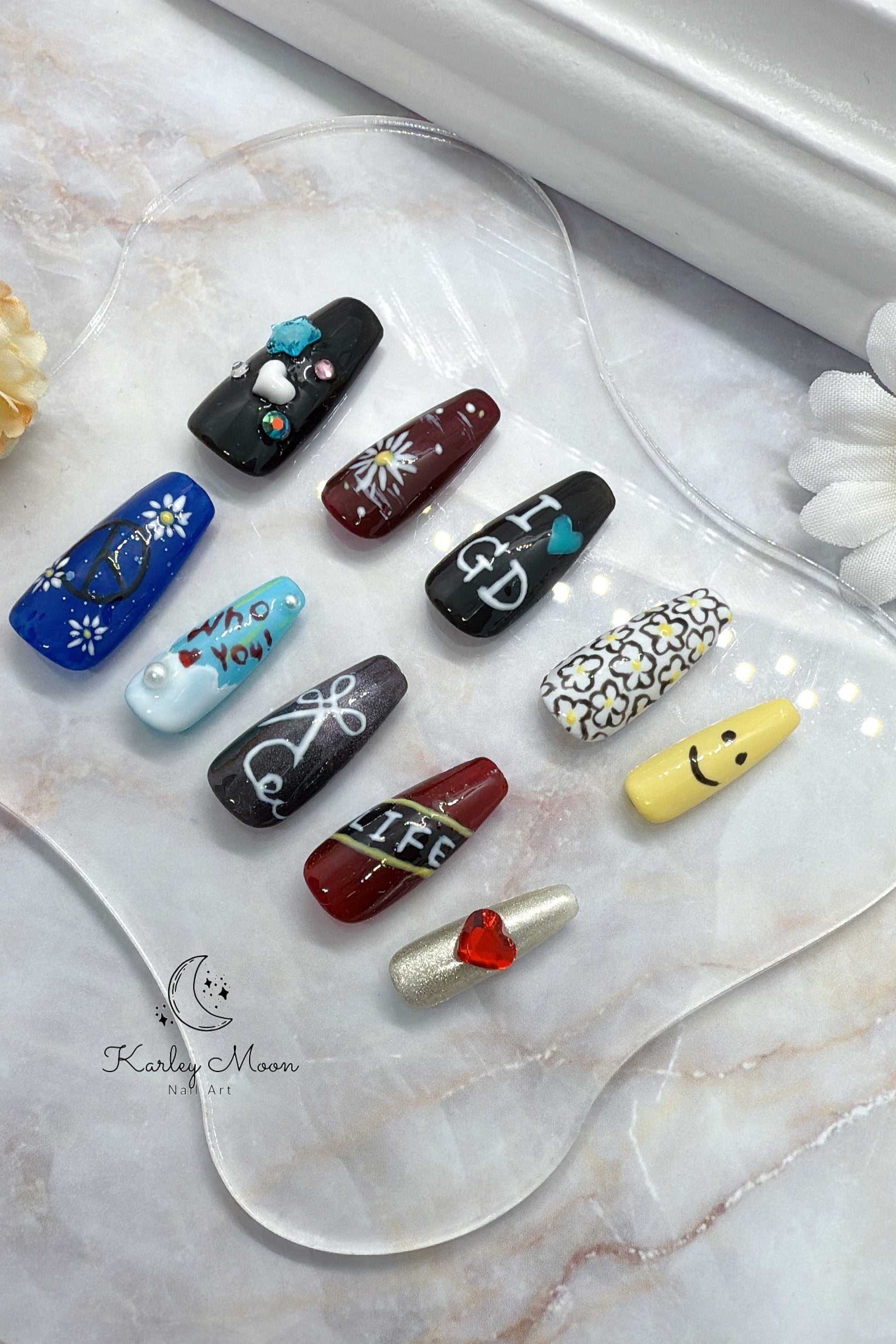 I LOVE G-Dragon Fan Support Inspired 3D Summer Press On Nails - KarleyMoonNail