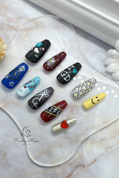 I LOVE G-Dragon Fan Support Inspired 3D Summer Press On Nails - KarleyMoonNail