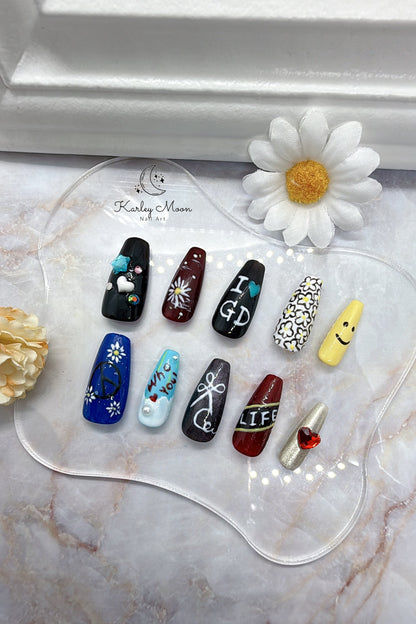 I LOVE G-Dragon Fan Support Inspired 3D Summer Press On Nails - KarleyMoonNail