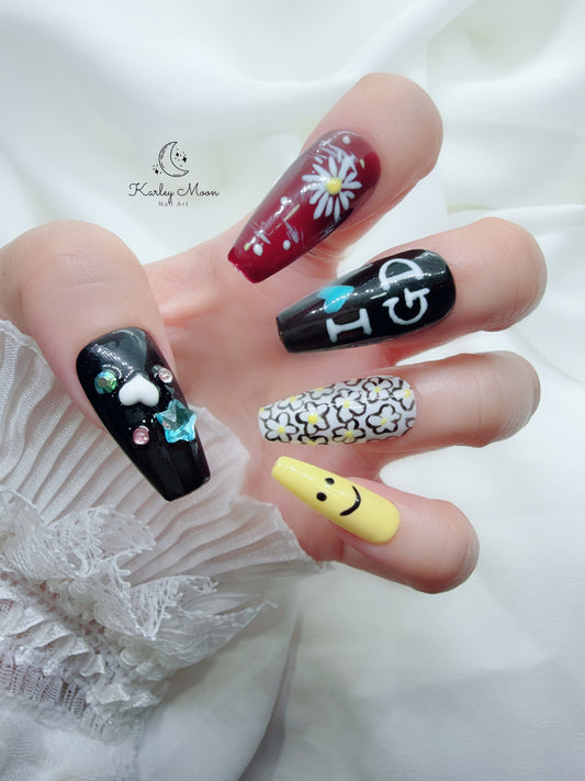 I LOVE G-Dragon Fan Support Inspired 3D Summer Press On Nails - KarleyMoonNail