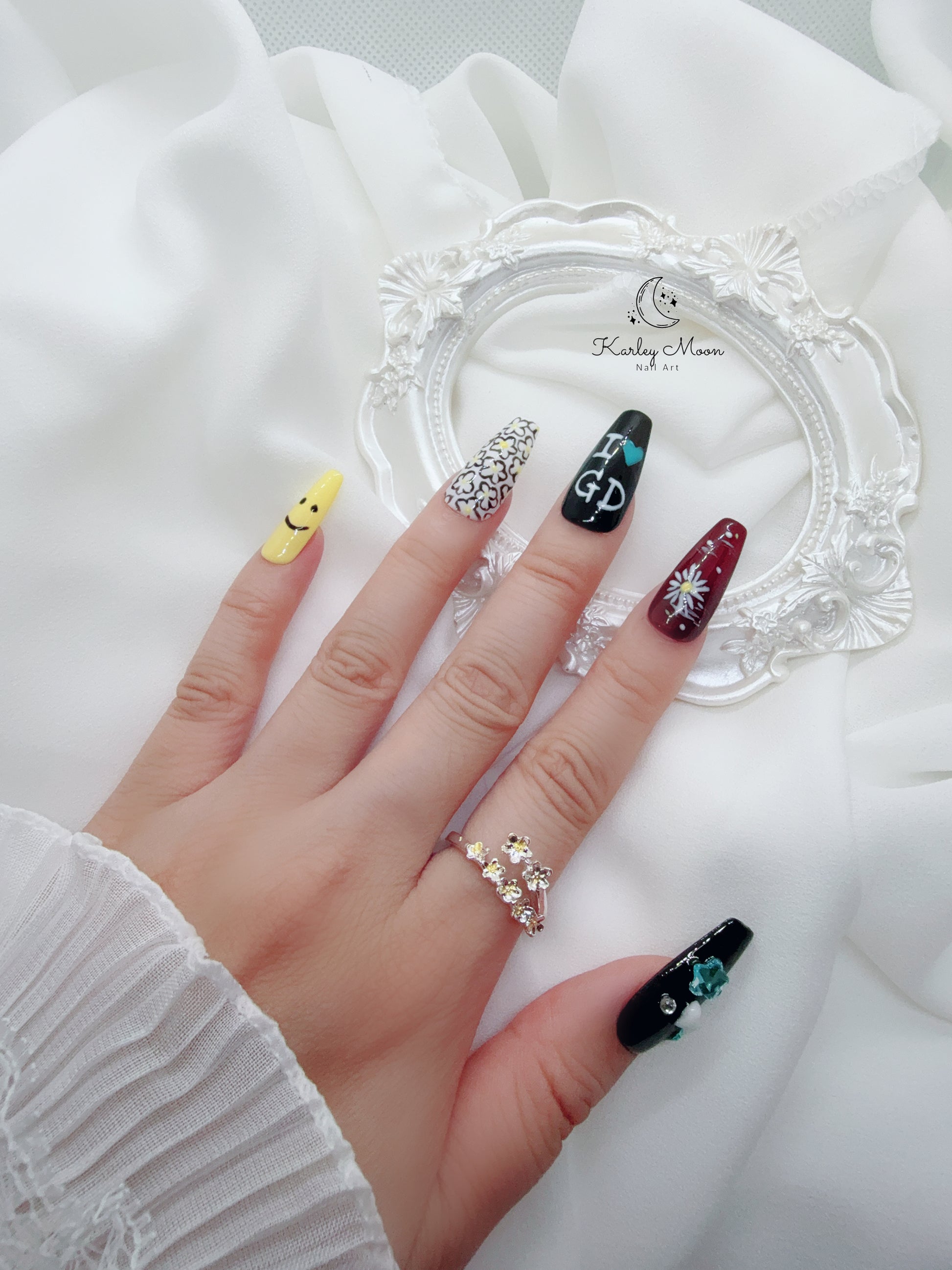 I LOVE G-Dragon Fan Support Inspired 3D Summer Press On Nails - KarleyMoonNail