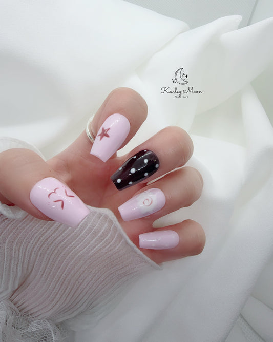 Cute Pink and Green Jelly Cartoon Simple Press On Nails