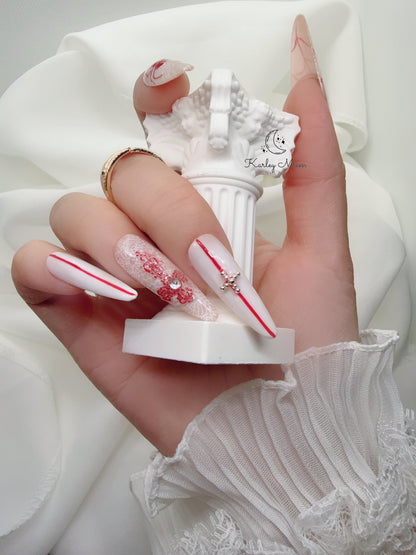 Halloween Spider Lace White Gothic Press On Nails