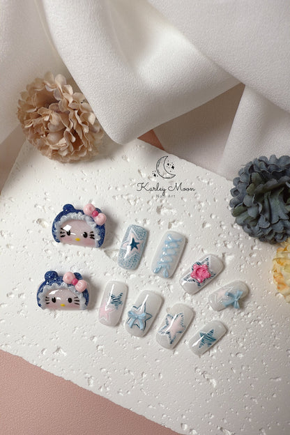 Kawaii 3D Hello Kitty Press On Nails - KarleyMoonNail